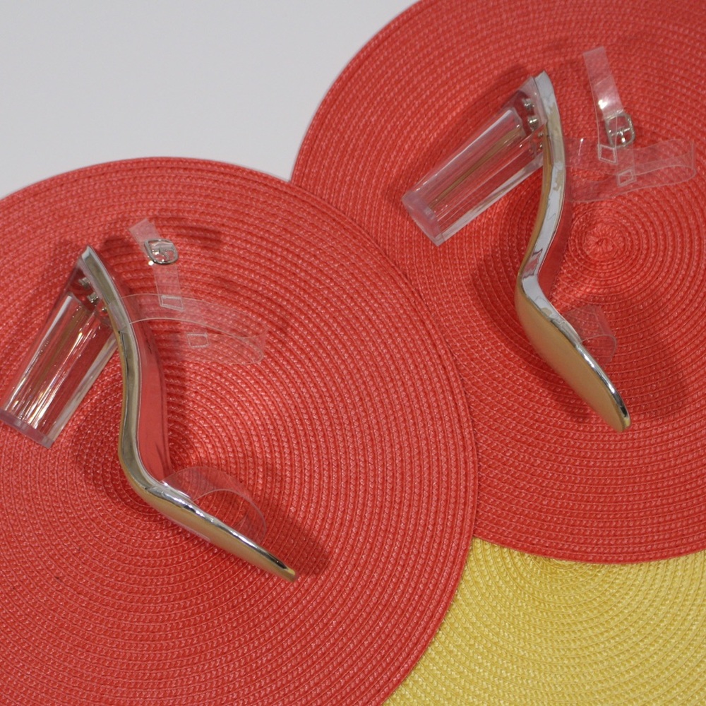 Clear Strap Block Heels